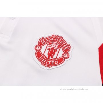 Camiseta Polo del Manchester United 2021-2022 Blanco y Rojo