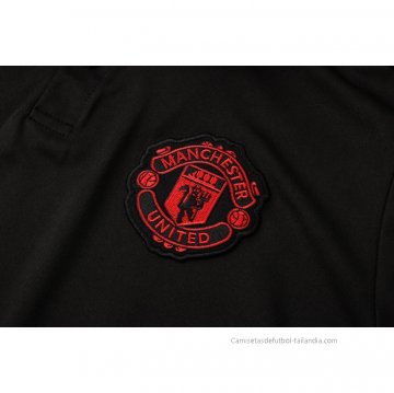 Camiseta Polo del Manchester United 2021-2022 Negro y Verde