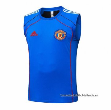 Camiseta de Entrenamiento Manchester United Sin Mangas 2025-2026 Azul Camiseta de Entrenamiento Manchester United Sin Mangas 2025-2026 Azul