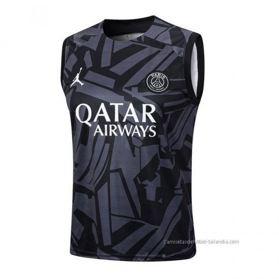 Camiseta de Entrenamiento Paris Saint-Germain Jordan Sin Mangas 2023-2024 Negro y Gris - Haga un click en la imagen para cerrar