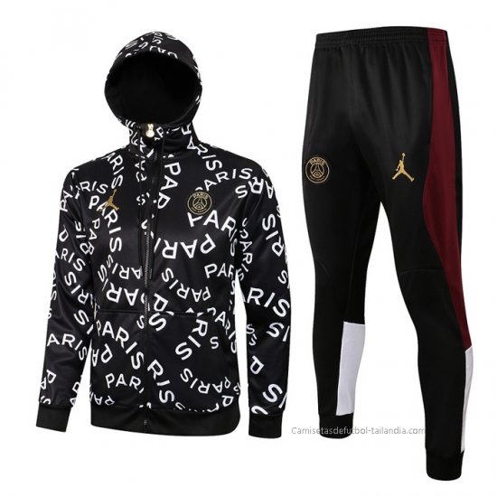 Chandal con Capucha del Paris Saint-Germain Jordan 2021-2022 Negro - Haga un click en la imagen para cerrar