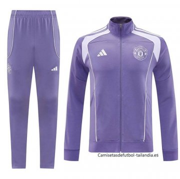 Chandal de Chaqueta del Manchester United 2025-2026 Purpura Chandal de Chaqueta del Manchester United 2025-2026 Purpura