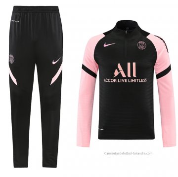Chandal de Sudadera del Paris Saint-Germain 2021-2022 Negro y Rosa Chandal de Sudadera del Paris Saint-Germain 2021-2022 Negro y Rosa