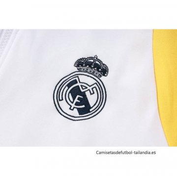 Chandal de Sudadera del Real Madrid Nino 2024-2025 Blanco Amarillo