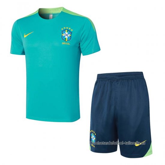 Chandal del Brasil Manga Corta 2024-2025 Verde - Pantalon Corto - Haga un click en la imagen para cerrar