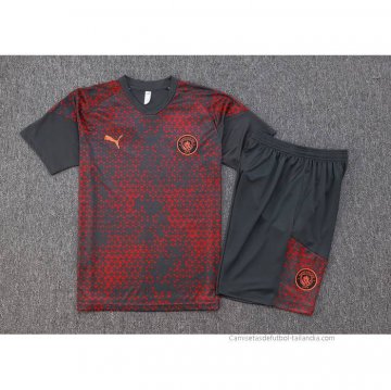 Chandal del Manchester City Manga Corta 2023-2024 Rojo - Pantalon Corto