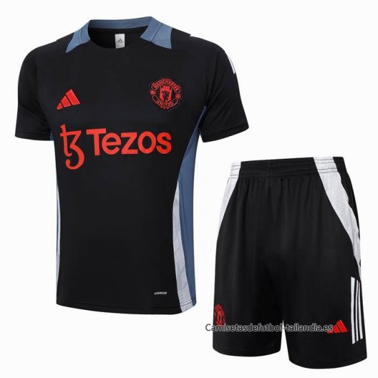 Chandal del Manchester United Manga Corta 2024-2025 Negro - Pantalon Corto - Haga un click en la imagen para cerrar