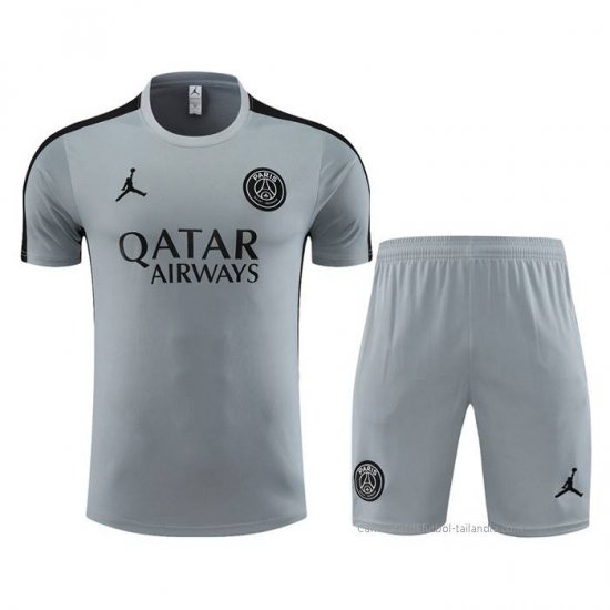 Chandal del Paris Saint-Germain Jordan Manga Corta 2023-2024 Gris - Pantalon Corto - Haga un click en la imagen para cerrar