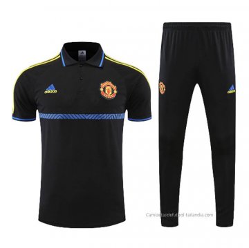 Conjunto Polo del Manchester United 2022-2023 Negro y Azul Conjunto Polo del Manchester United 2022-2023 Negro y Azul