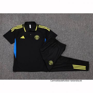 Conjunto Polo del Manchester United 2025-2026 Negro Amarillo