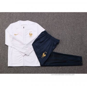 Chandal de Chaqueta del Francia Nino 2022-2023 Blanco