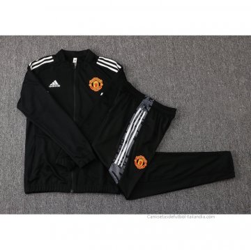Chandal de Chaqueta del Manchester United 2021-2022 Negro y Blanco