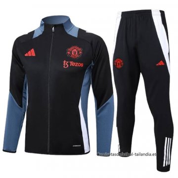 Chandal de Chaqueta del Manchester United 2024-2025 Negro y Gris Chandal de Chaqueta del Manchester United 2024-2025 Negro y Gris