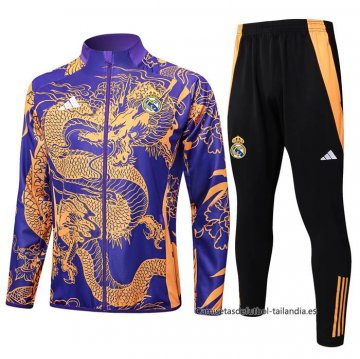 Chandal de Chaqueta del Real Madrid Dragon 2024-2025 Purpura Chandal de Chaqueta del Real Madrid Dragon 2024-2025 Purpura