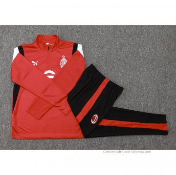 Chandal de Sudadera del AC Milan 2023-2024 Rojo y Blanco