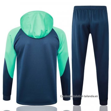 Chandal de Sudadera del Barcelona Nino 2023-2024 Azul y Verde