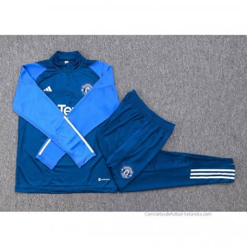 Chandal de Sudadera del Manchester United Nino 2023-2024 Azul