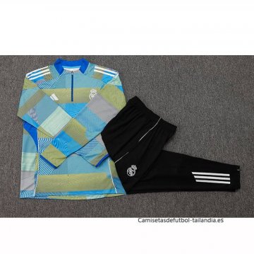 Chandal de Sudadera del Real Madrid Nino 2025-2026 Azul Verde