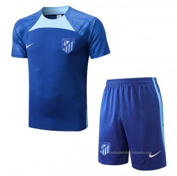 Chandal del Atletico Madrid Manga Corta 2022-2023 Azul - Pantalon Corto Chandal del Atletico Madrid Manga Corta 2022-2023 Azul - Pantalon Corto