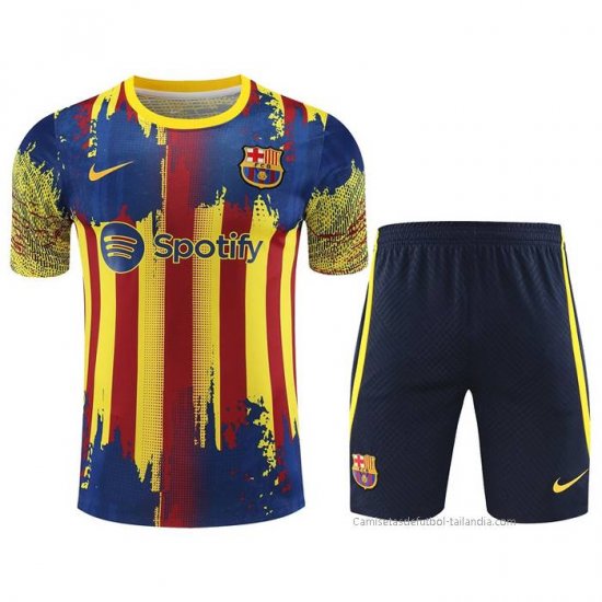 Chandal del Barcelona Manga Corta 2023-2024 Amarillo y Azul - Pantalon Corto - Haga un click en la imagen para cerrar