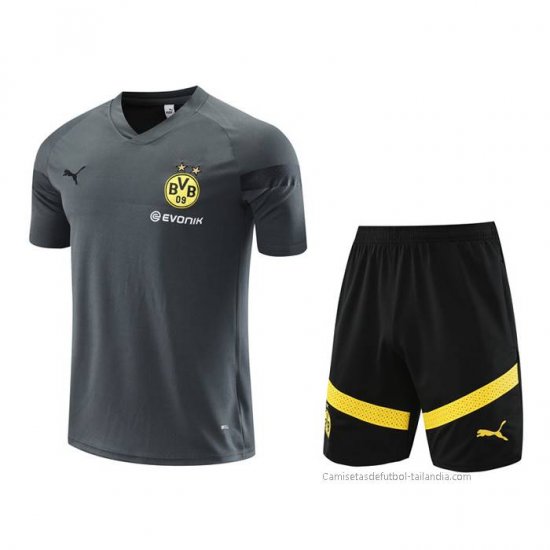 Chandal del Borussia Dortmund Manga Corta 2022-2023 Gris - Pantalon Corto - Haga un click en la imagen para cerrar