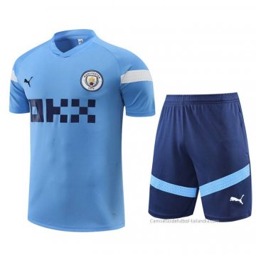 Chandal del Manchester City Manga Corta 2022-2023 Azul - Pantalon Corto Chandal del Manchester City Manga Corta 2022-2023 Azul - Pantalon Corto