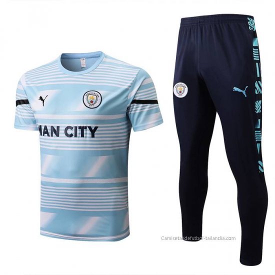 Chandal del Manchester City Manga Corta 2022 Azul - Haga un click en la imagen para cerrar