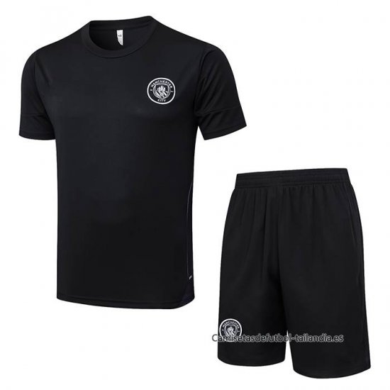 Chandal del Manchester City Manga Corta 2025-2026 Negro - Pantalon Corto - Haga un click en la imagen para cerrar