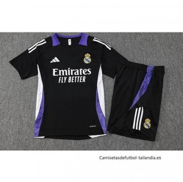Chandal del Real Madrid Dragon Manga Corta 2024-2025 Negro y Purpura - Pantalon Corto