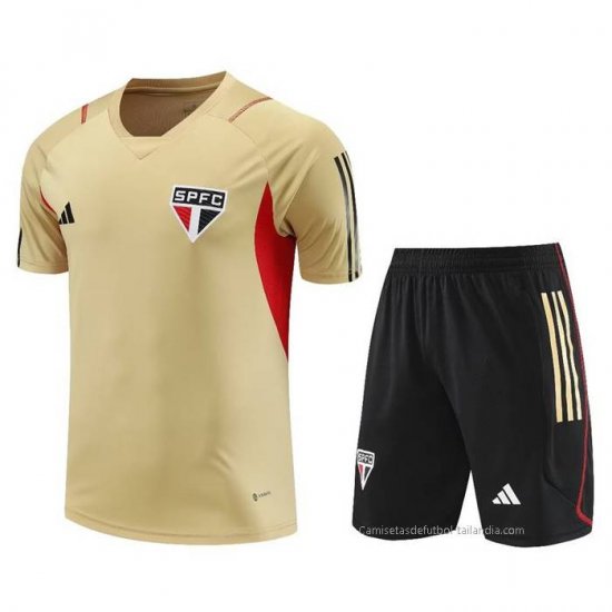 Chandal del Sao Paulo Manga Corta 2023-2024 Amarillo - Pantalon Corto - Haga un click en la imagen para cerrar