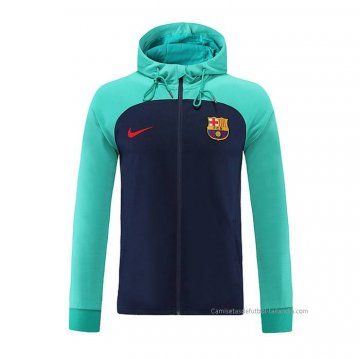 Chaqueta con Capucha del Barcelona 2022-2023 Verde y Azul Chaqueta con Capucha del Barcelona 2022-2023 Verde y Azul