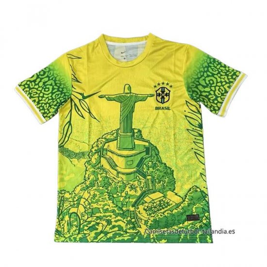 Tailandia Camiseta Brasil Jesus 2025-2026 Amarillo Verde - Haga un click en la imagen para cerrar