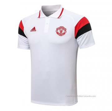 Camiseta Polo del Manchester United 2021-2022 Blanco y Rojo Camiseta Polo del Manchester United 2021-2022 Blanco y Rojo