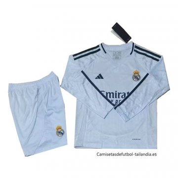 1ª Camiseta Real Madrid Manga Larga Nino 2024-2025 1ª Camiseta Real Madrid Manga Larga Nino 2024-2025