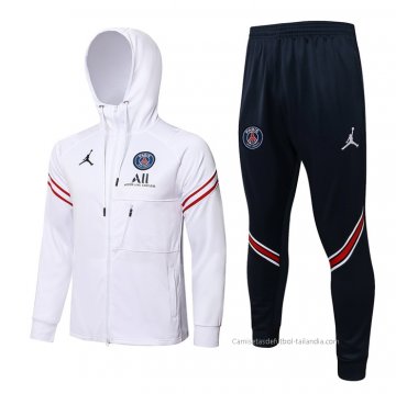 Chandal con Capucha del Paris Saint-Germain 2021-2022 Blanco Chandal con Capucha del Paris Saint-Germain 2021-2022 Blanco