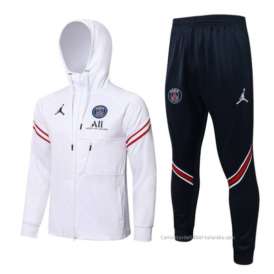 Chandal con Capucha del Paris Saint-Germain 2021-2022 Blanco - Haga un click en la imagen para cerrar