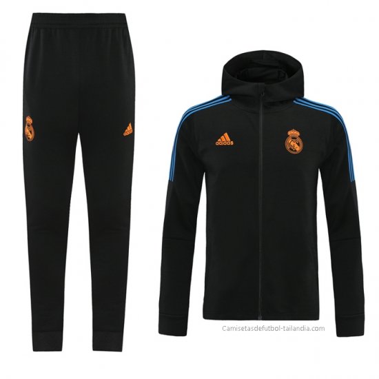 Chandal con Capucha del Real Madrid 2021-2022 Negro - Haga un click en la imagen para cerrar
