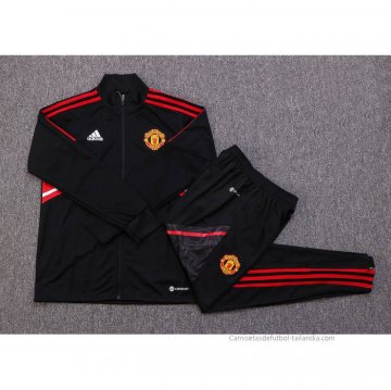 Chandal de Chaqueta del Manchester United 2022-2023 Negro y Rojo