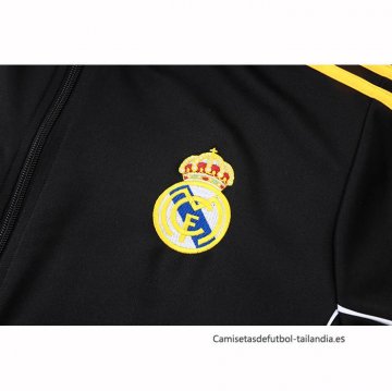 Chandal de Chaqueta del Real Madrid Nino 2025-2026 Negro Amarillo
