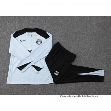 Chandal de Sudadera del Barcelona Nino 2024-2025 Azul Claro