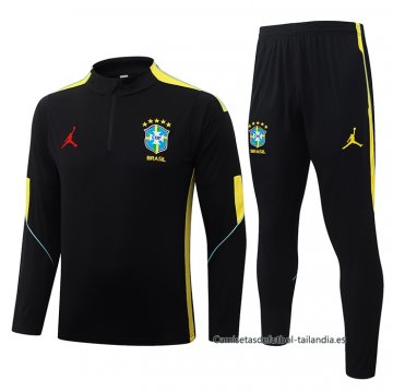 Chandal de Sudadera del Brasil Nino 2026-2027 Negro Amarillo Chandal de Sudadera del Brasil Nino 2026-2027 Negro Amarillo