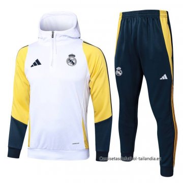 Chandal de Sudadera del Real Madrid 2024-2025 Blanco Amarillo Chandal de Sudadera del Real Madrid 2024-2025 Blanco Amarillo