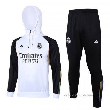 Chandal de Sudadera del Real Madrid Nino 2023-2024 Blanco Chandal de Sudadera del Real Madrid Nino 2023-2024 Blanco