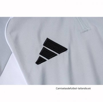Chandal de Sudadera del Real Madrid Nino 2025-2026 Gris Blanco