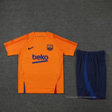 Chandal del Barcelona Manga Corta 2022-2023 Naranja - Pantalon Corto