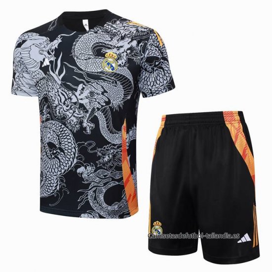 Chandal del Real Madrid Dragon Manga Corta 2024-2025 Negro - Pantalon Corto - Haga un click en la imagen para cerrar