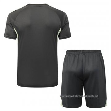 Chandal del Real Madrid Manga Corta 2025-2026 Gris Verde - Pantalon Corto