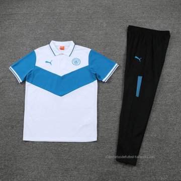 Conjunto Polo del Manchester City 2022-2023 Azul y Blanco