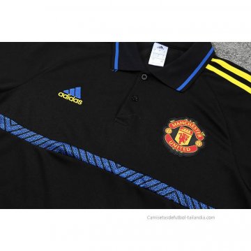 Conjunto Polo del Manchester United 2022-2023 Negro y Azul