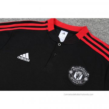 Conjunto Polo del Manchester United 2022-2023 Negro y Rojo